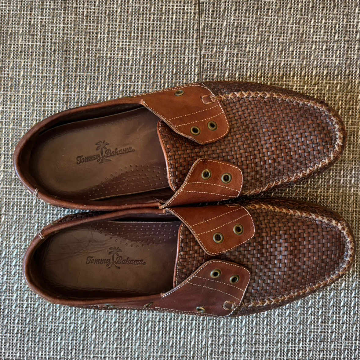 Tommy Bahama size 14 Woven Leather Loafers Size 14