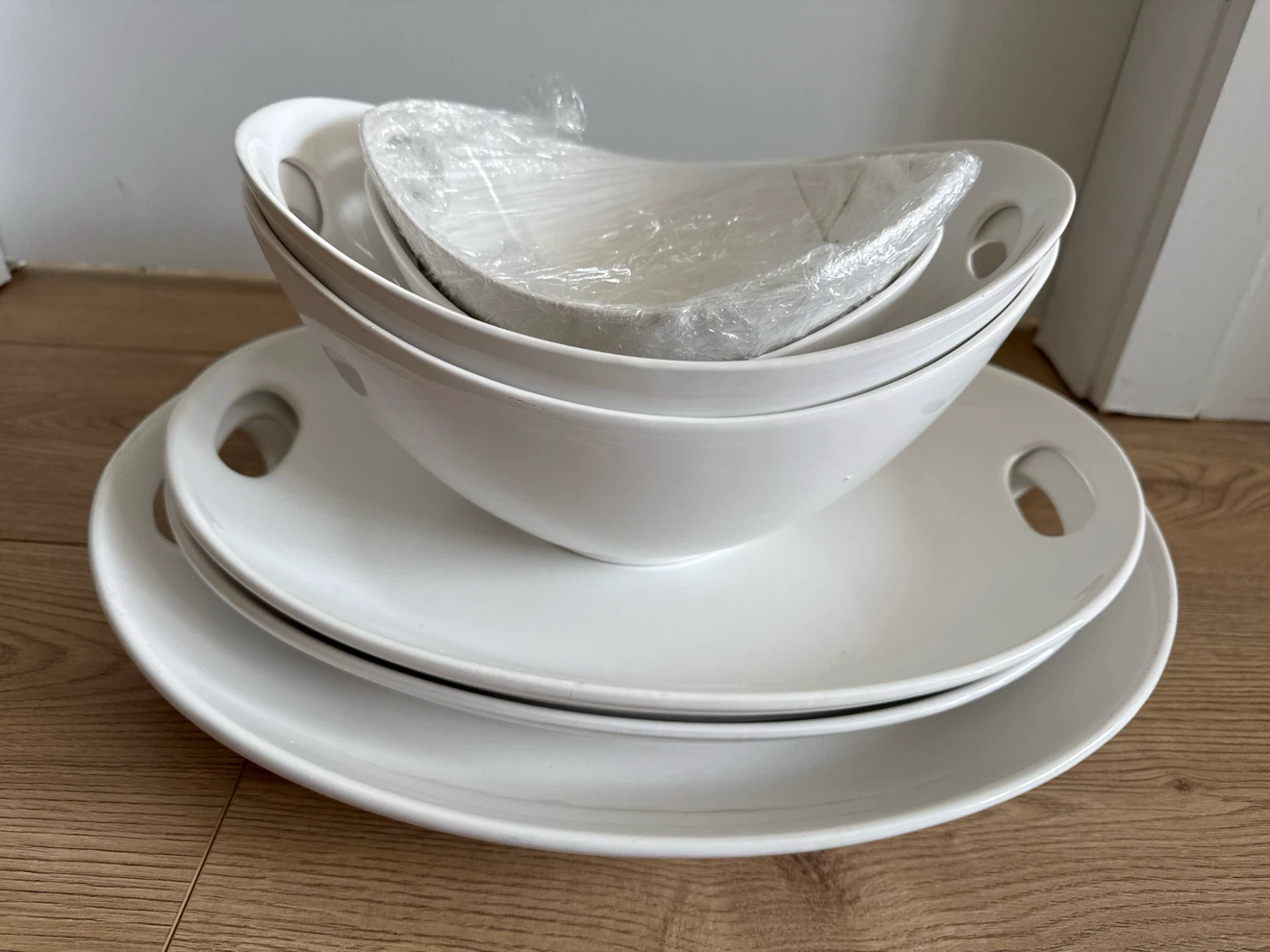 Set of White Dolomite Serving Bowls and Platters - photo 5