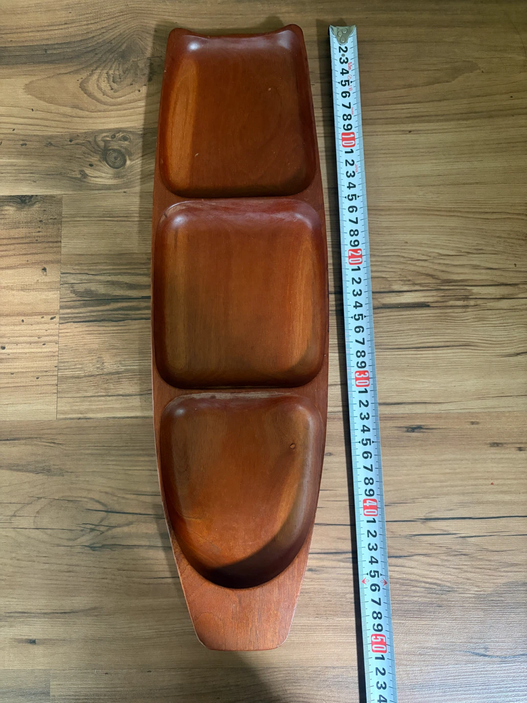 Vintage Wooden 3-Section Serving Tray / Appetizer Platter - photo 2