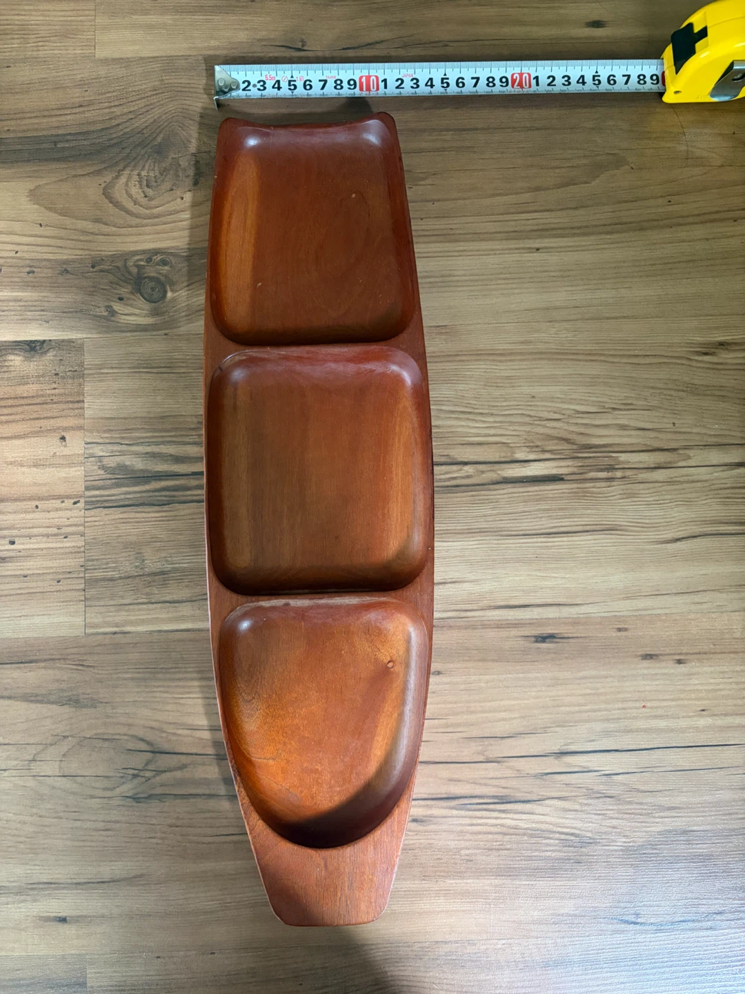 Vintage Wooden 3-Section Serving Tray / Appetizer Platter - photo 3