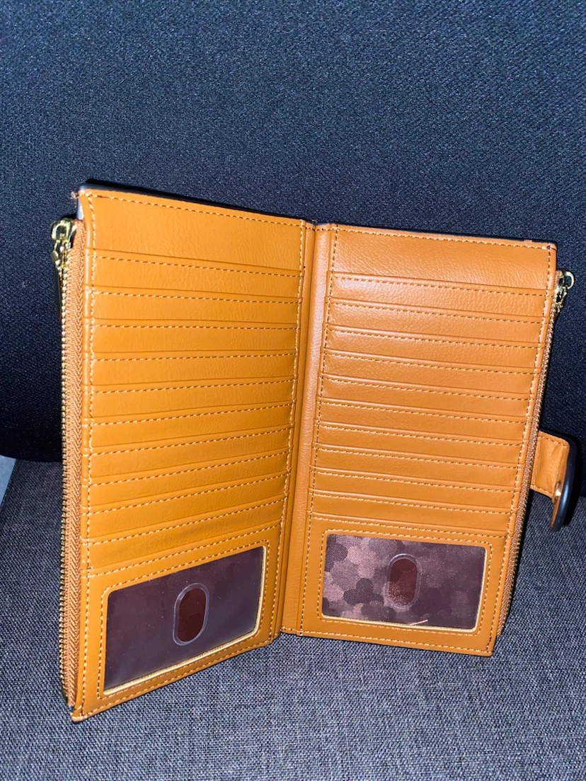 Tan Faux Leather Long Wallet