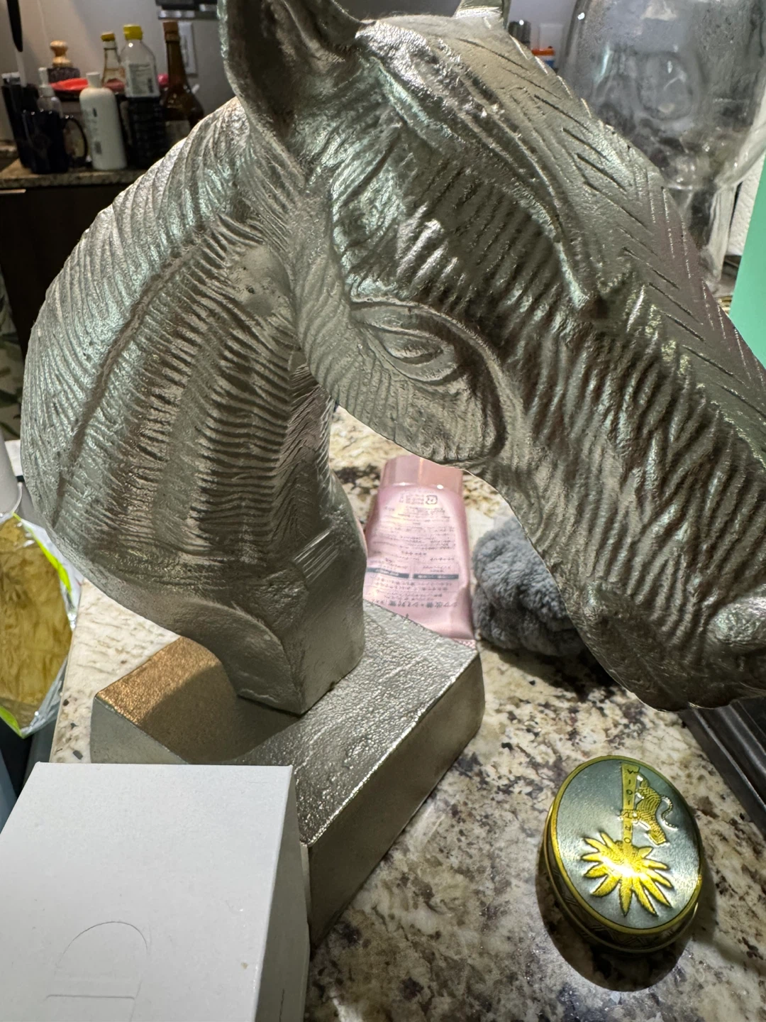 Silver Horse Head Statue