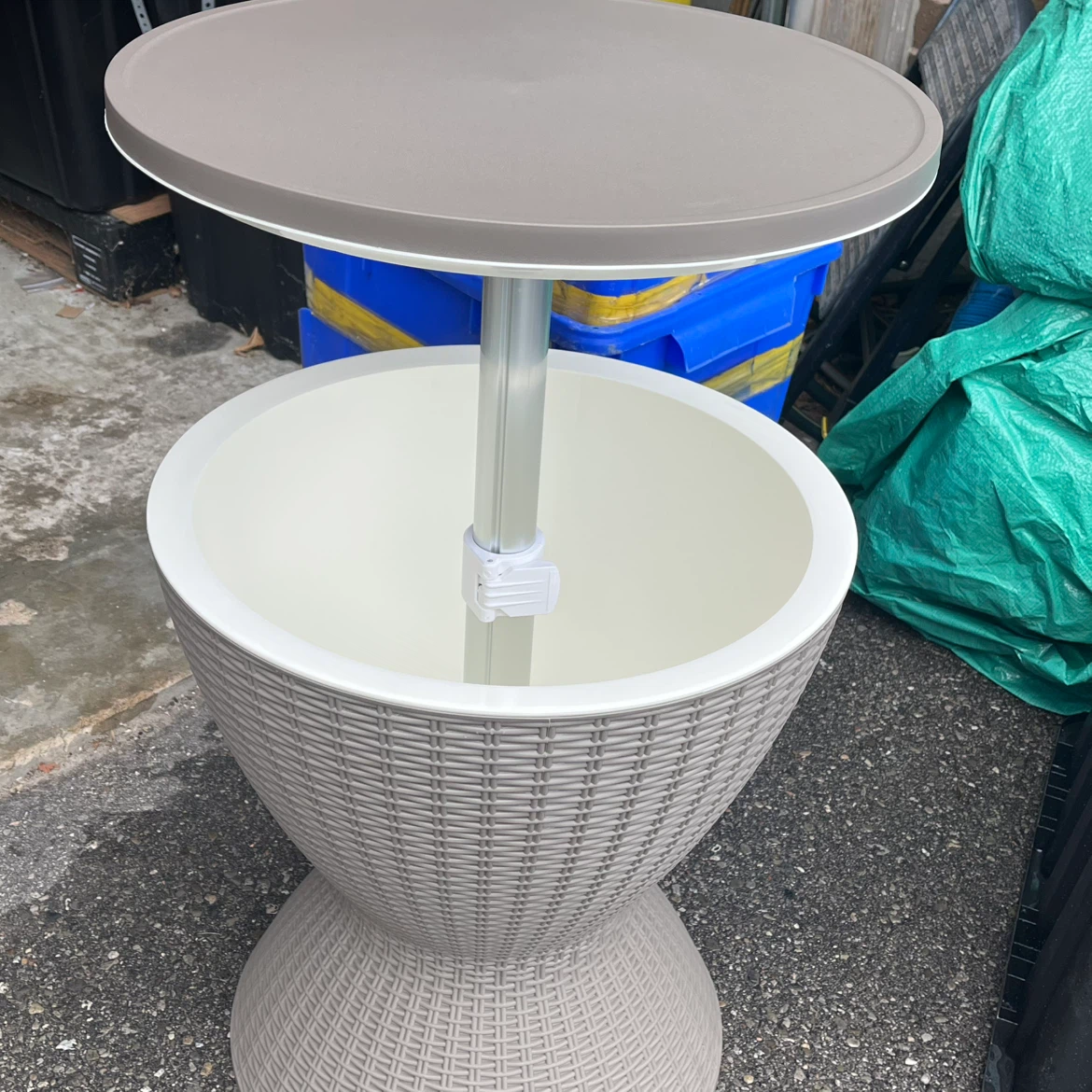 Outdoor Wicker-Style Drink Cooler and Table - photo 3