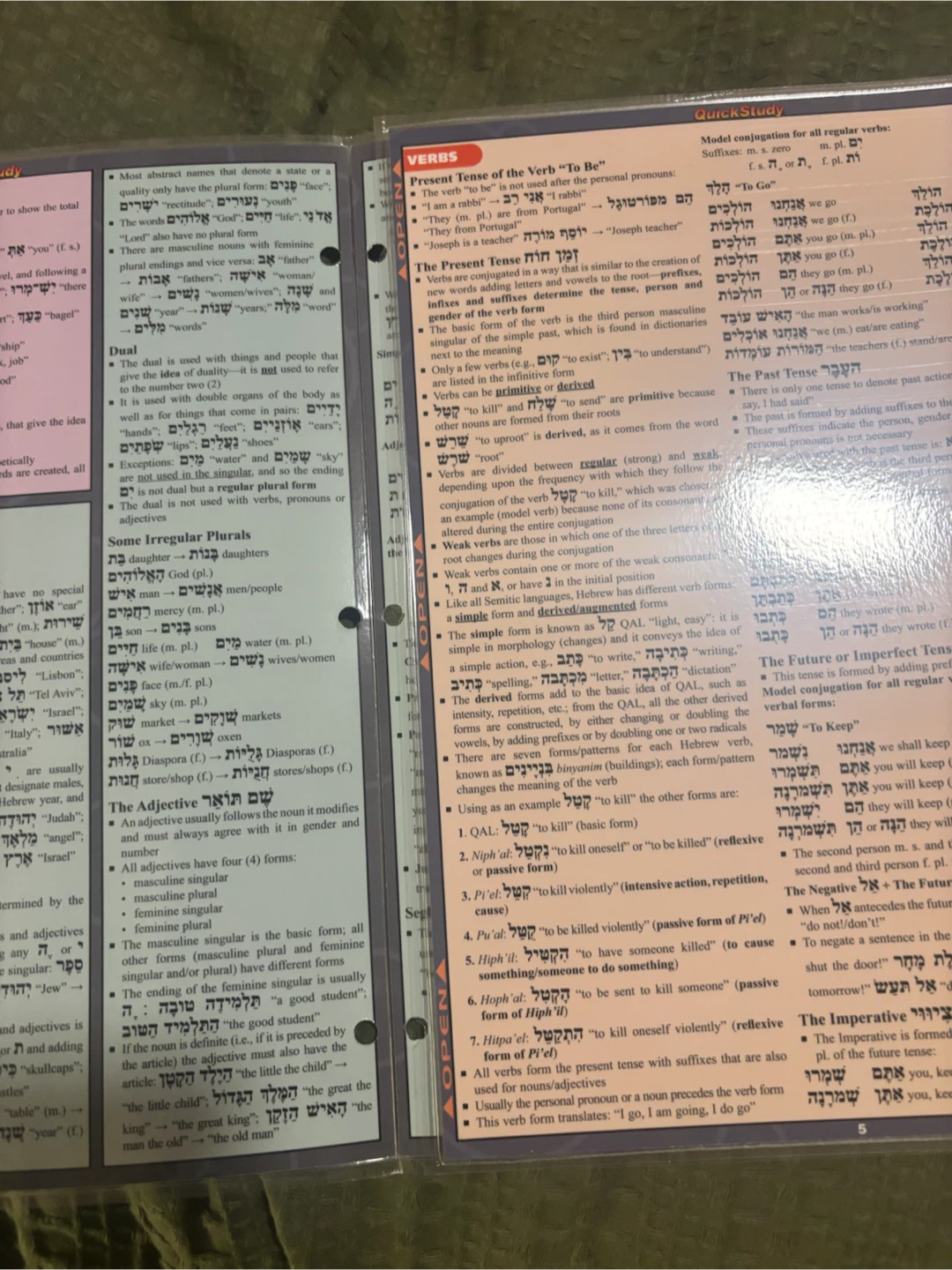 QuickStudy Hebrew Grammar and Vocabulary Laminated Guide - photo 2