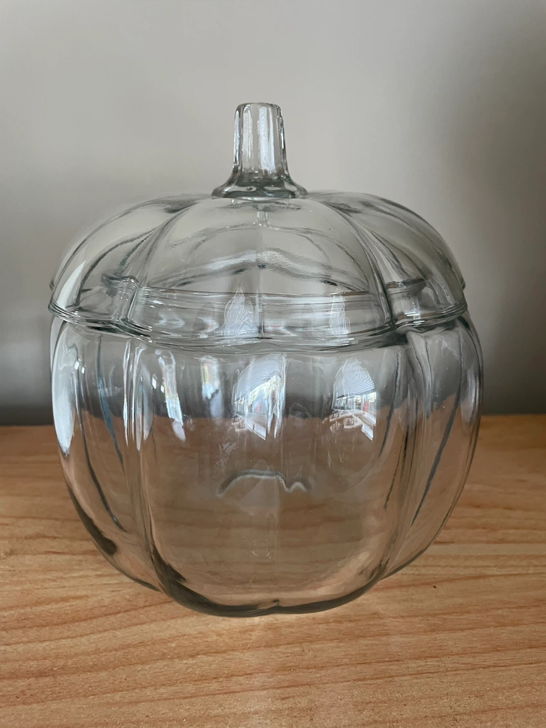 Clear Glass Pumpkin Candy Jar