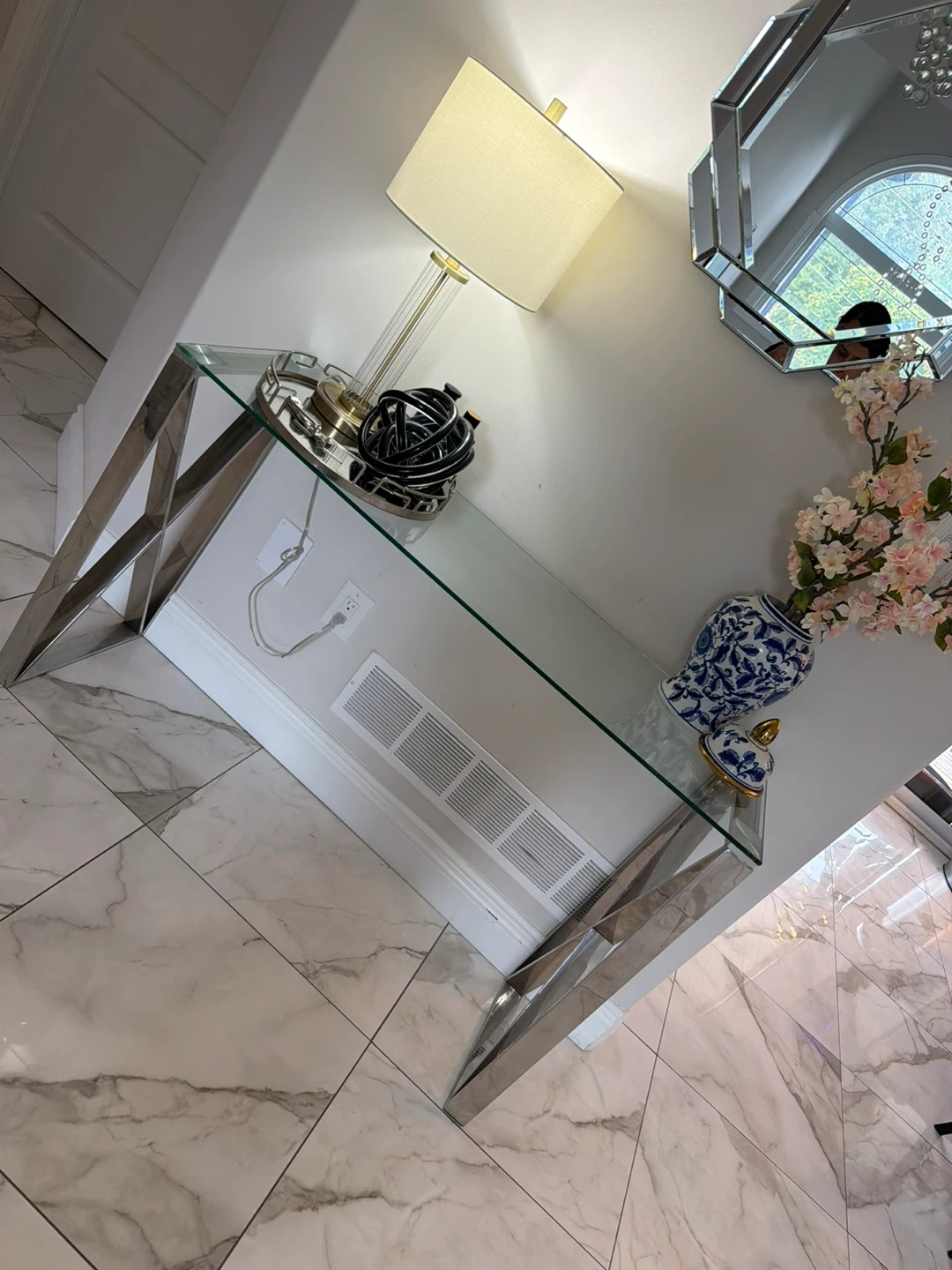 Chrome and Glass Console Table