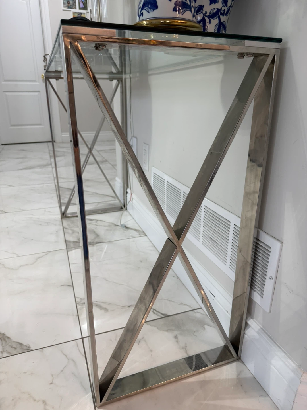 Chrome and Glass Console Table - photo 2