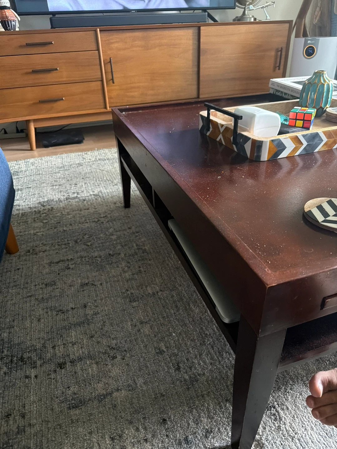 Dark Wood Coffee Table with Storage