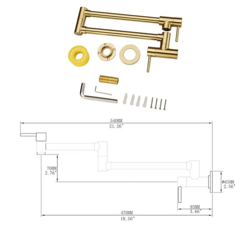 New Pot Filler Faucet Brushed Gold - photo 2