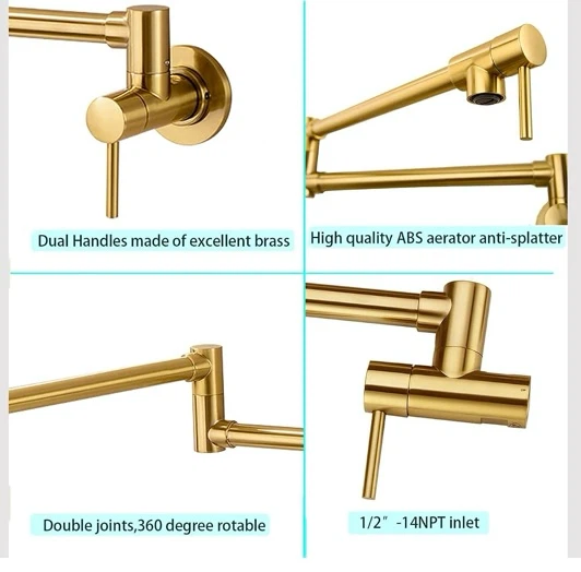 New Pot Filler Faucet Brushed Gold - photo 3