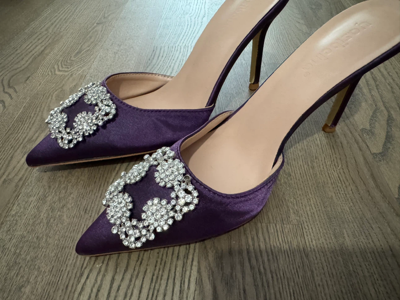 Satin Crystal Stiletto Mules - photo 2