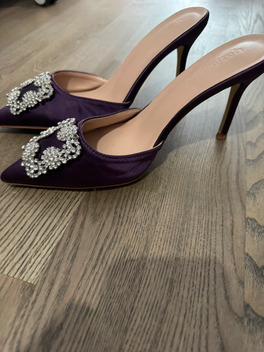 Satin Crystal Stiletto Mules - photo 5