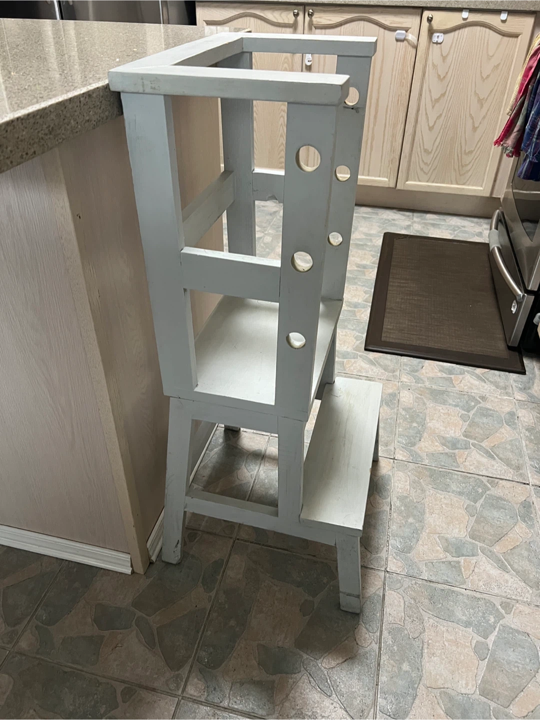 Grey Wooden Toddler Kitchen Learning Tower