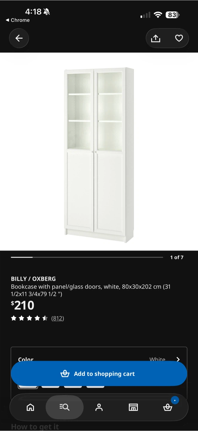 IKEA BILLY OXBERG Bookcase with glass Doors