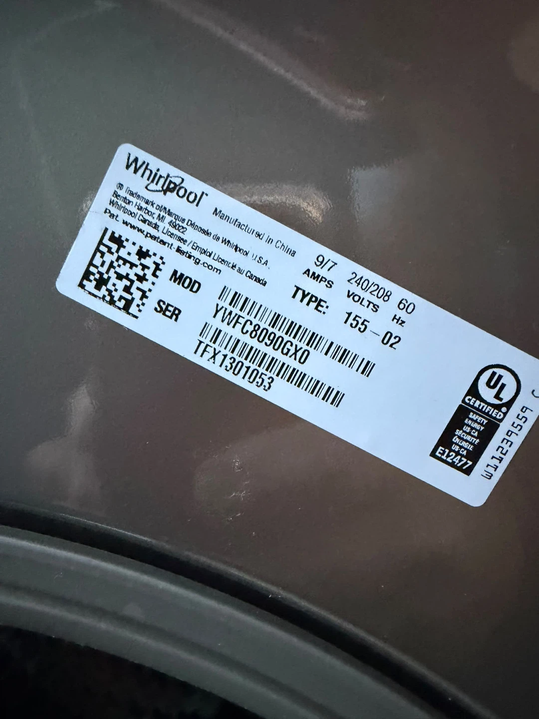 Whirlpool Electric Dryer YWFC8090GX0 - photo 2