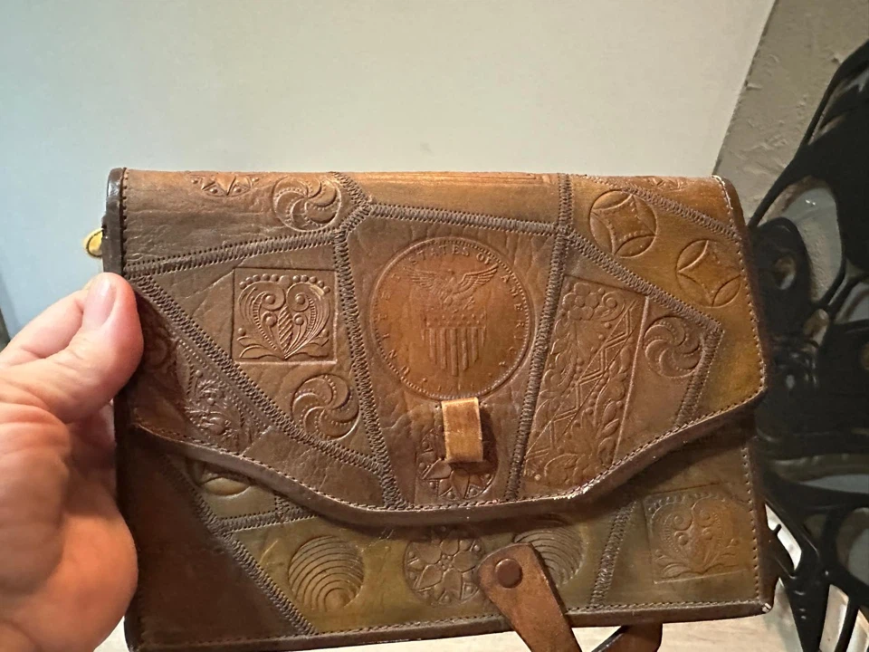 Vintage Hand-Tooled Leather Clutch
