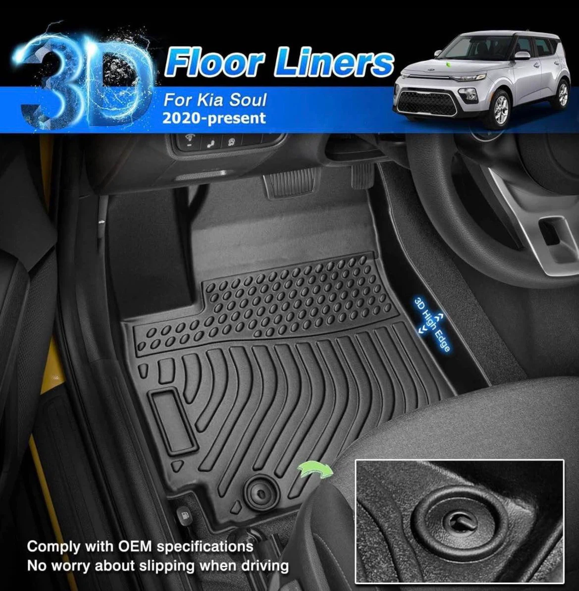 3D Floor Liners for Kia Seltos-2022 Present - photo 5