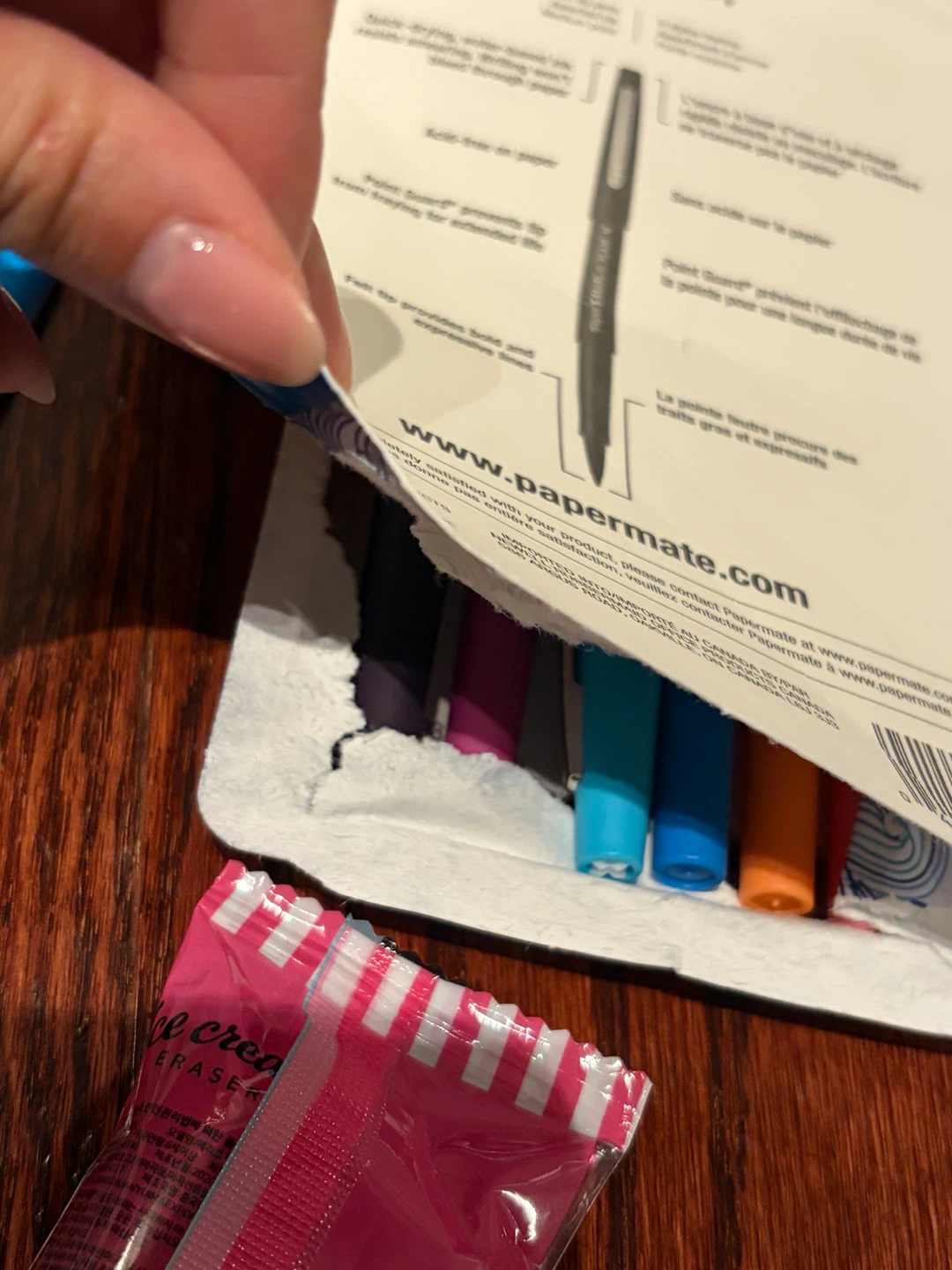 Stationery Set Paper Mate Pens and Ice Cream Erasers - photo 3