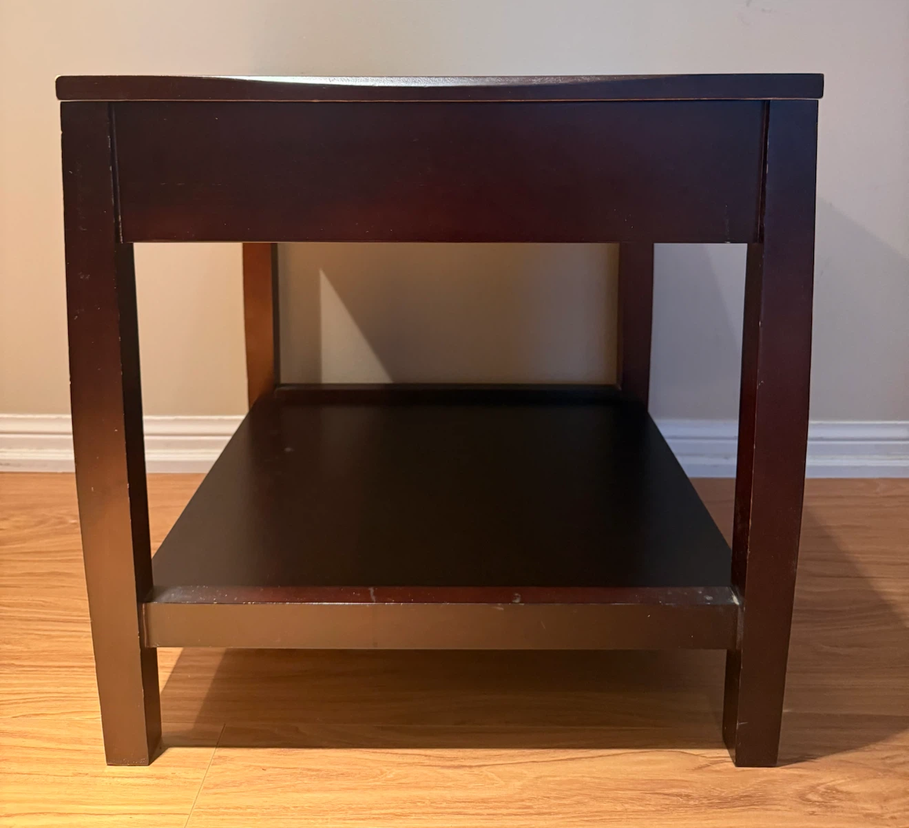 Solid Wood Dark Espresso End Table w/ Drawer & Bottom Shelf - photo 5