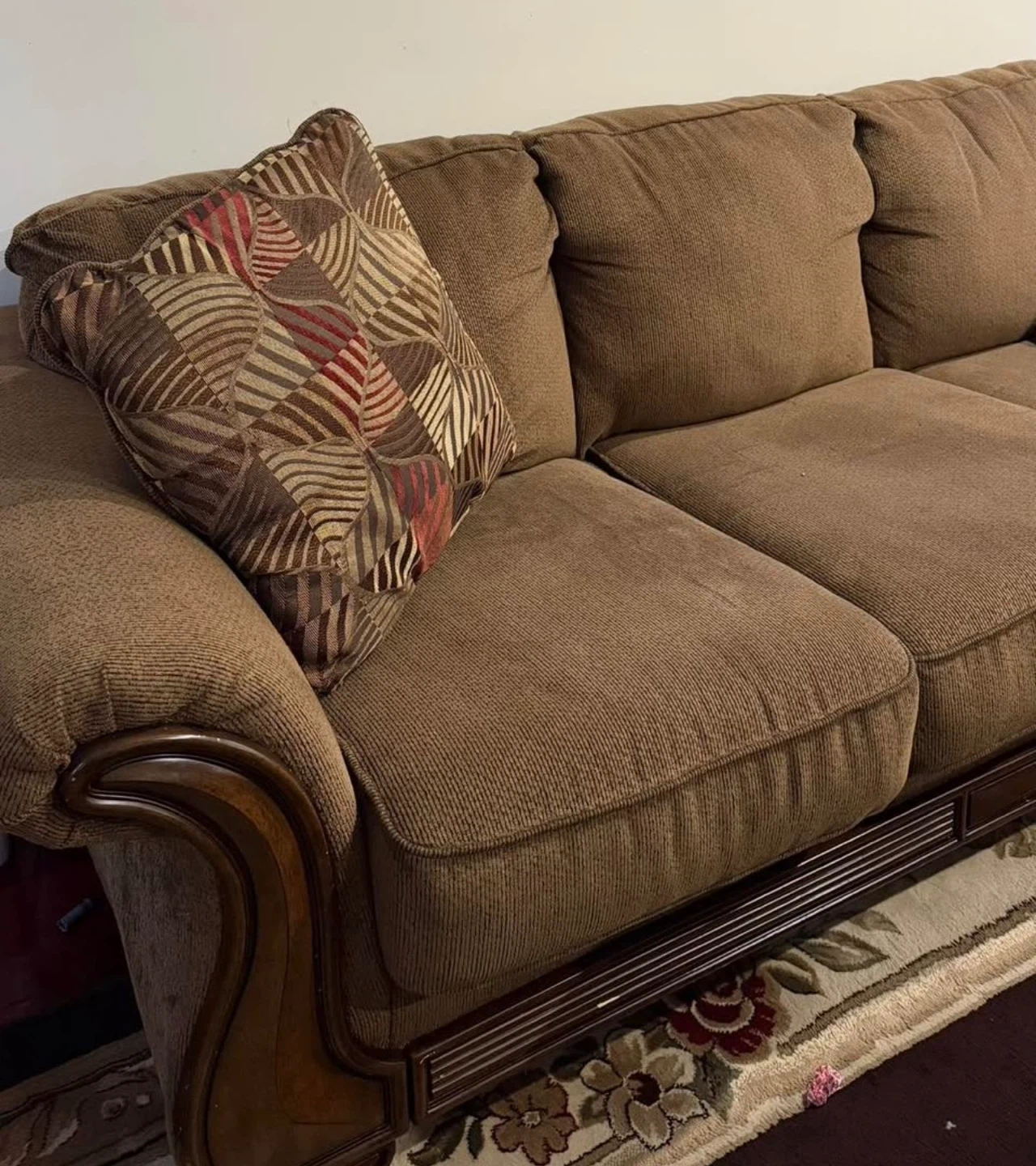 Brown Three-Seater Sofa