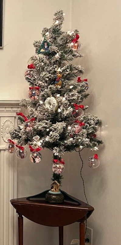 Holiday Time 4ft Pre-Lit Flocked Christmas tree and door wreath