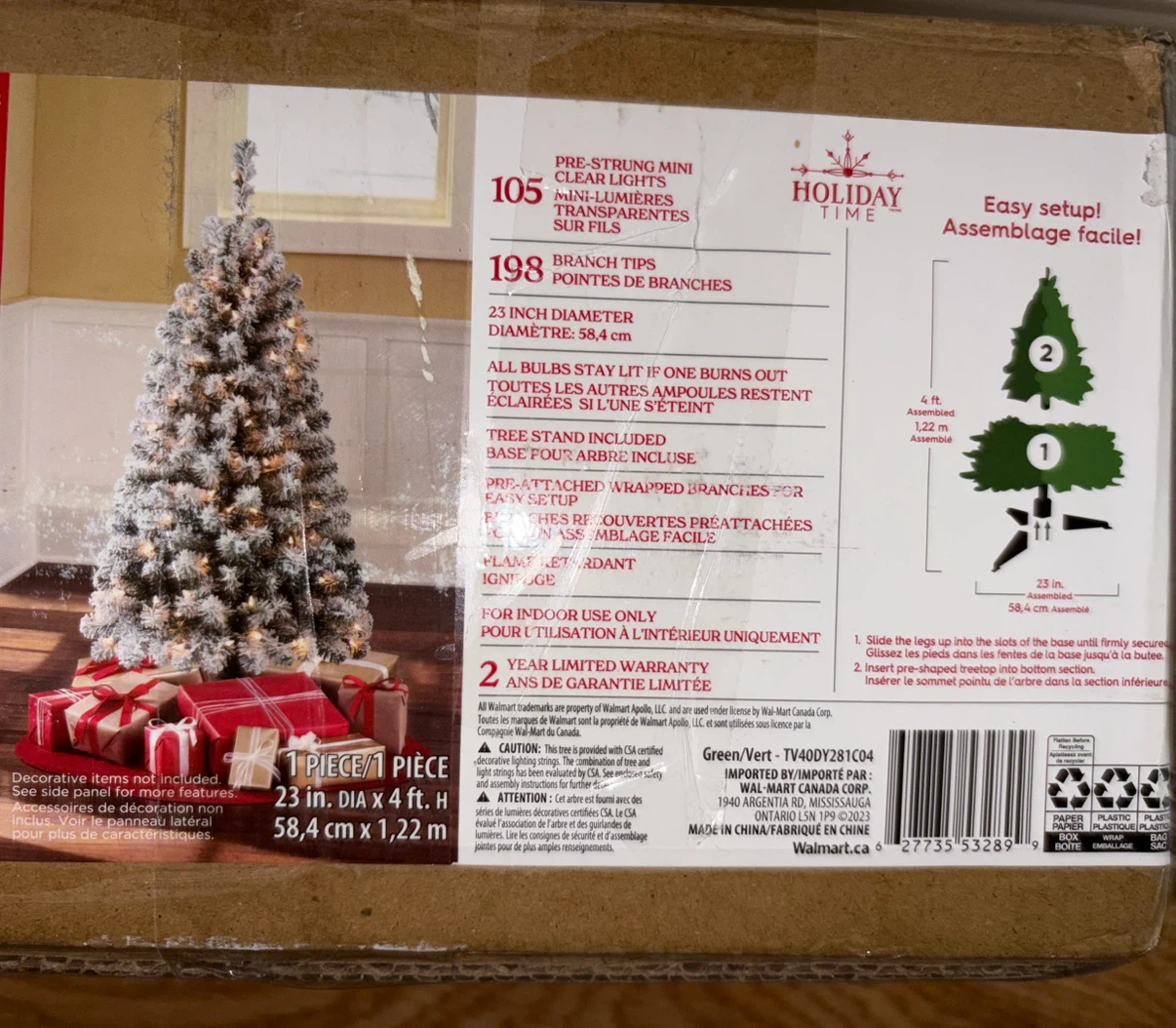 Holiday Time 4ft Pre-Lit Flocked Christmas tree and door wreath - photo 3