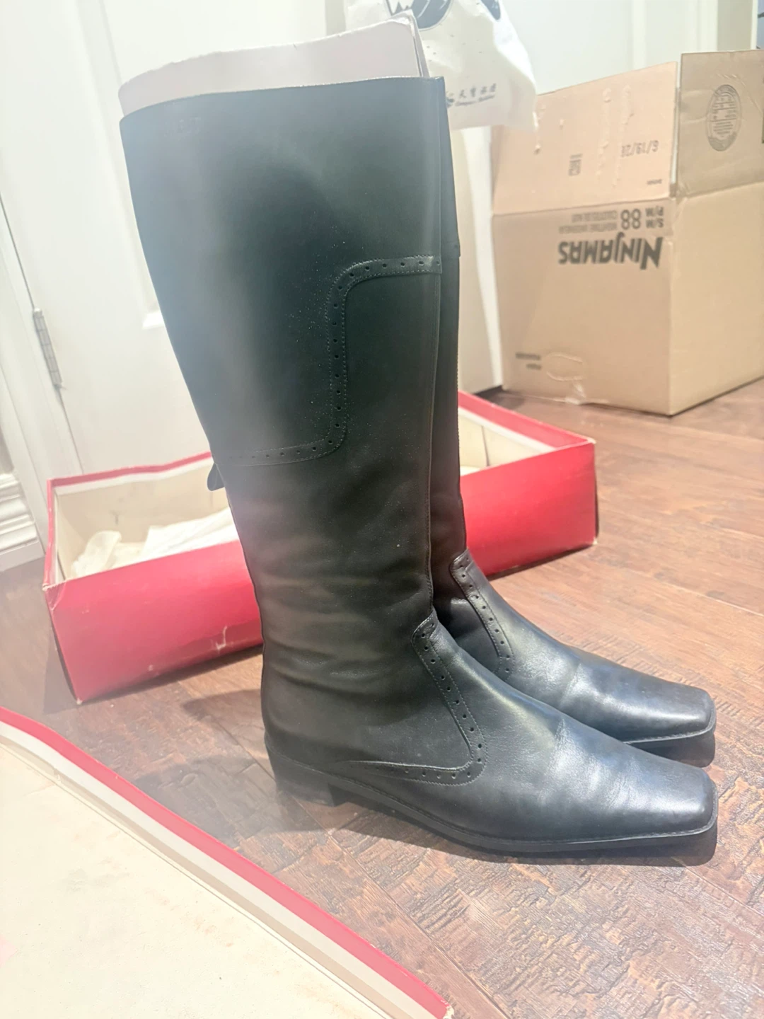 Esprit black knee-high leather boots - photo 2