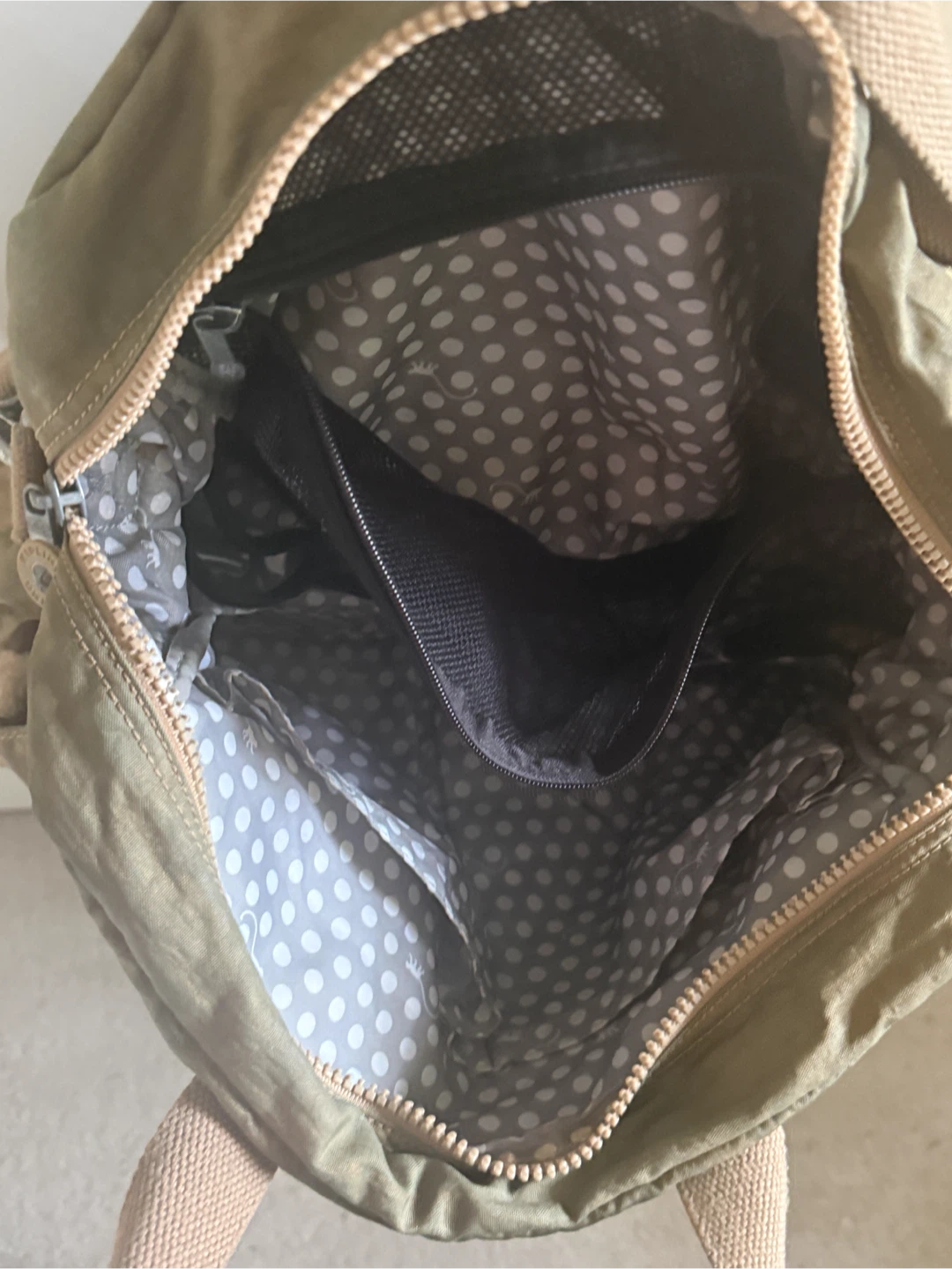 Kipling Khaki/Olive Handbag with Monkey Keychain - photo 2