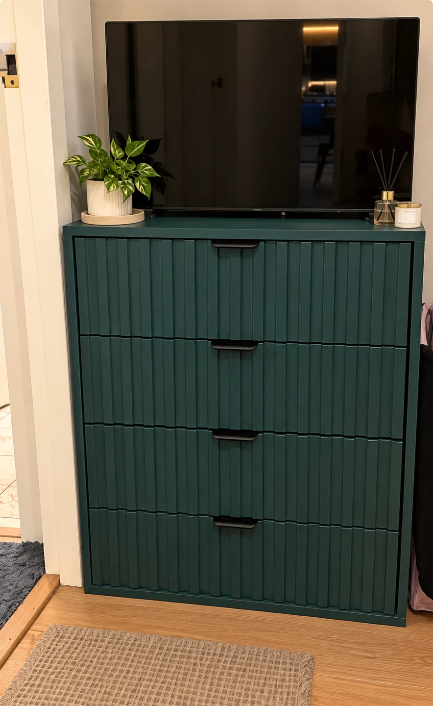 Fluted Dresser for Bedroom with 4 Drawers, 24''
