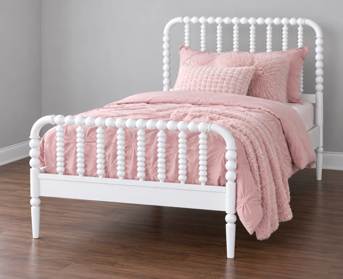 New Twin Size Mid Century Platform Bed White Wood