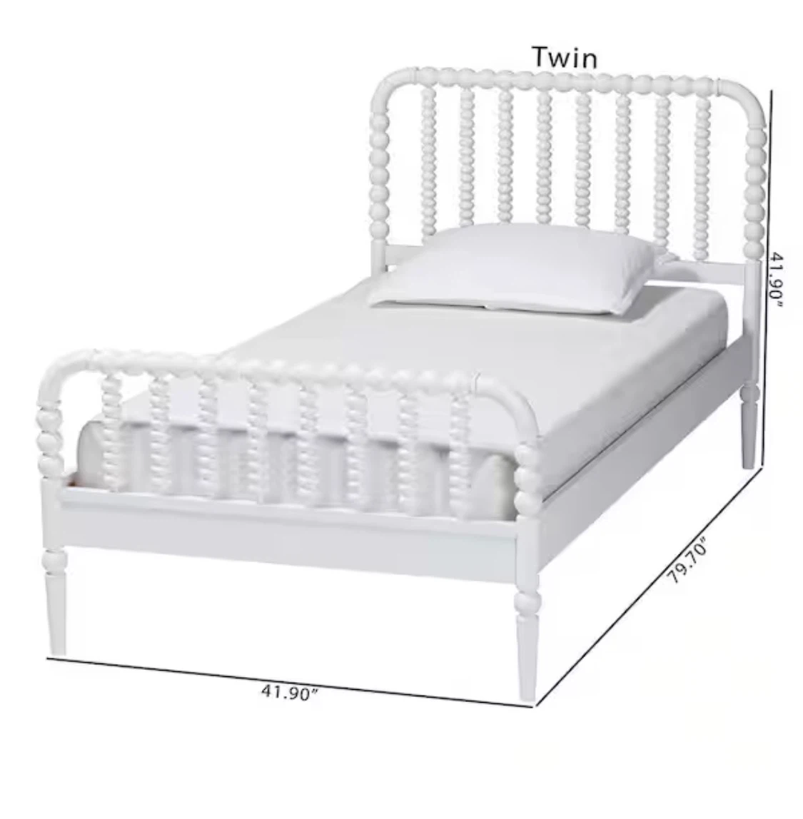 New Twin Size Mid Century Platform Bed White Wood - photo 2