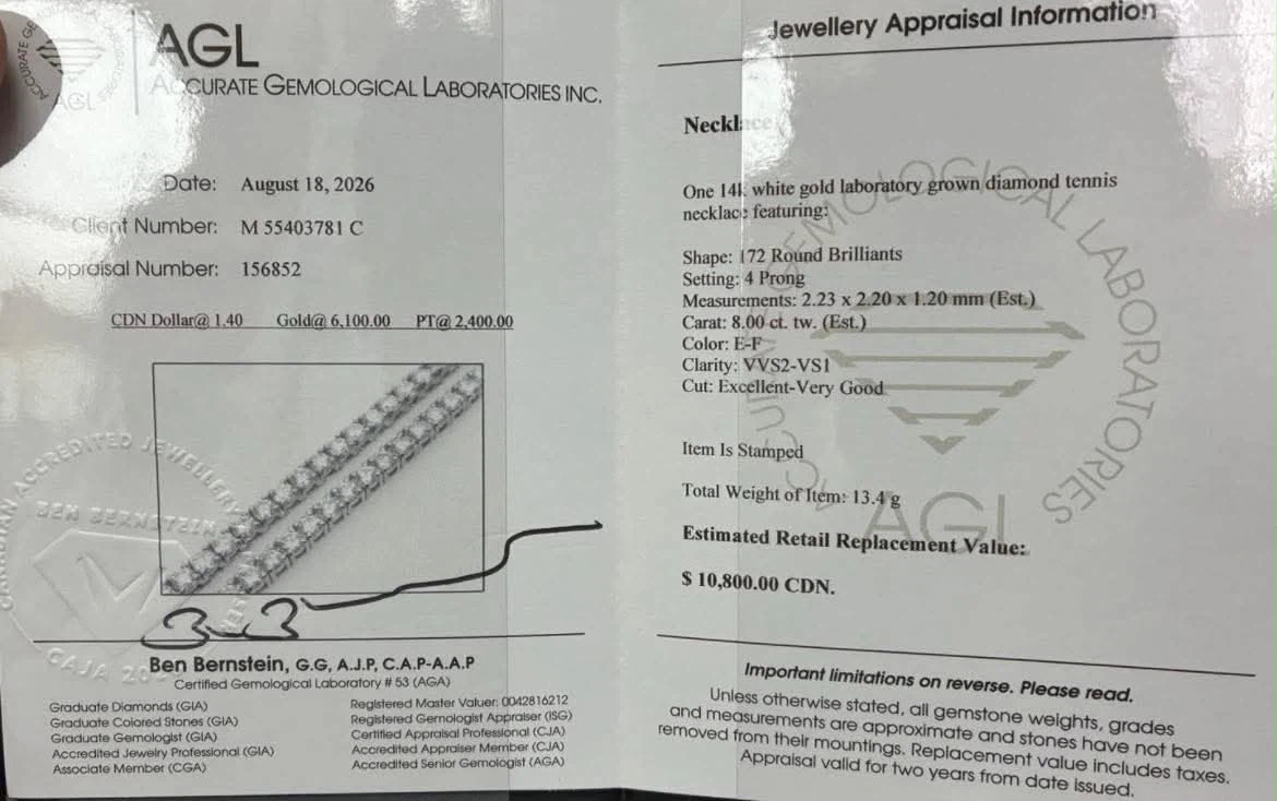 14k 14grams 8ct lab diamond tennis chain (unisex) - photo 5