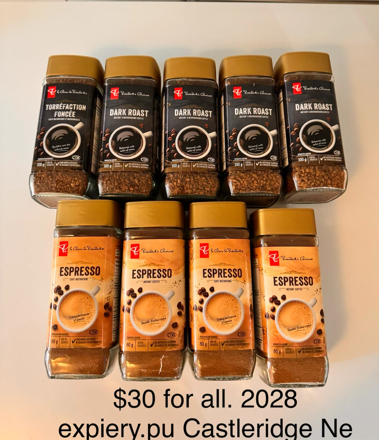 9 Jars President's Choice Instant Coffee