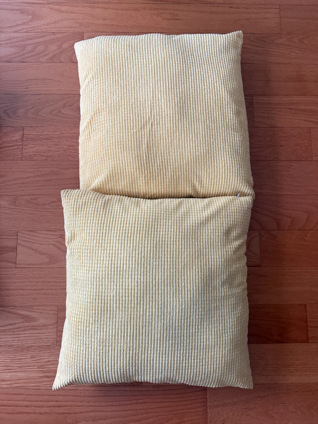 Two Yellow Waffle Texture Throw Cushions