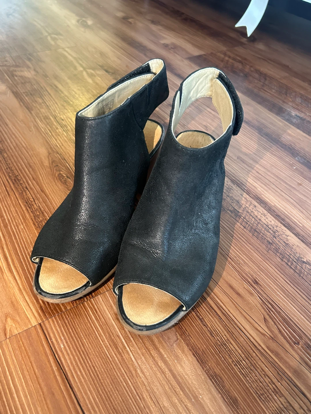 Josef Seibel Black Peep Toe Heeled Sandals