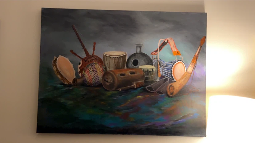 Large Musical Instruments Acrylic Painting