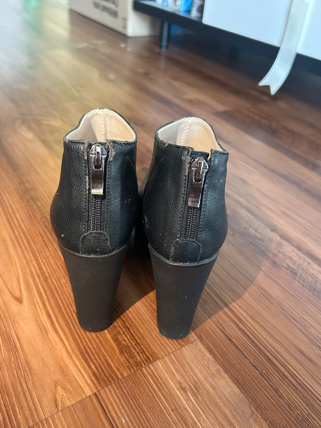 Pearl by Korea Black Peep Toe Platform Ankle Boots - photo 3