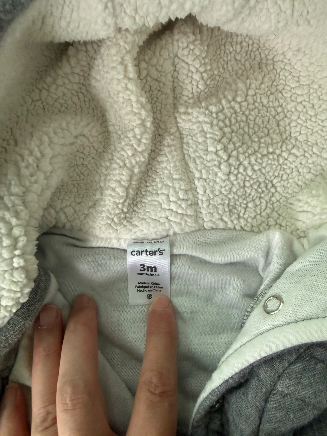 Carter's grey quilted baby bunting, 3m - photo 2