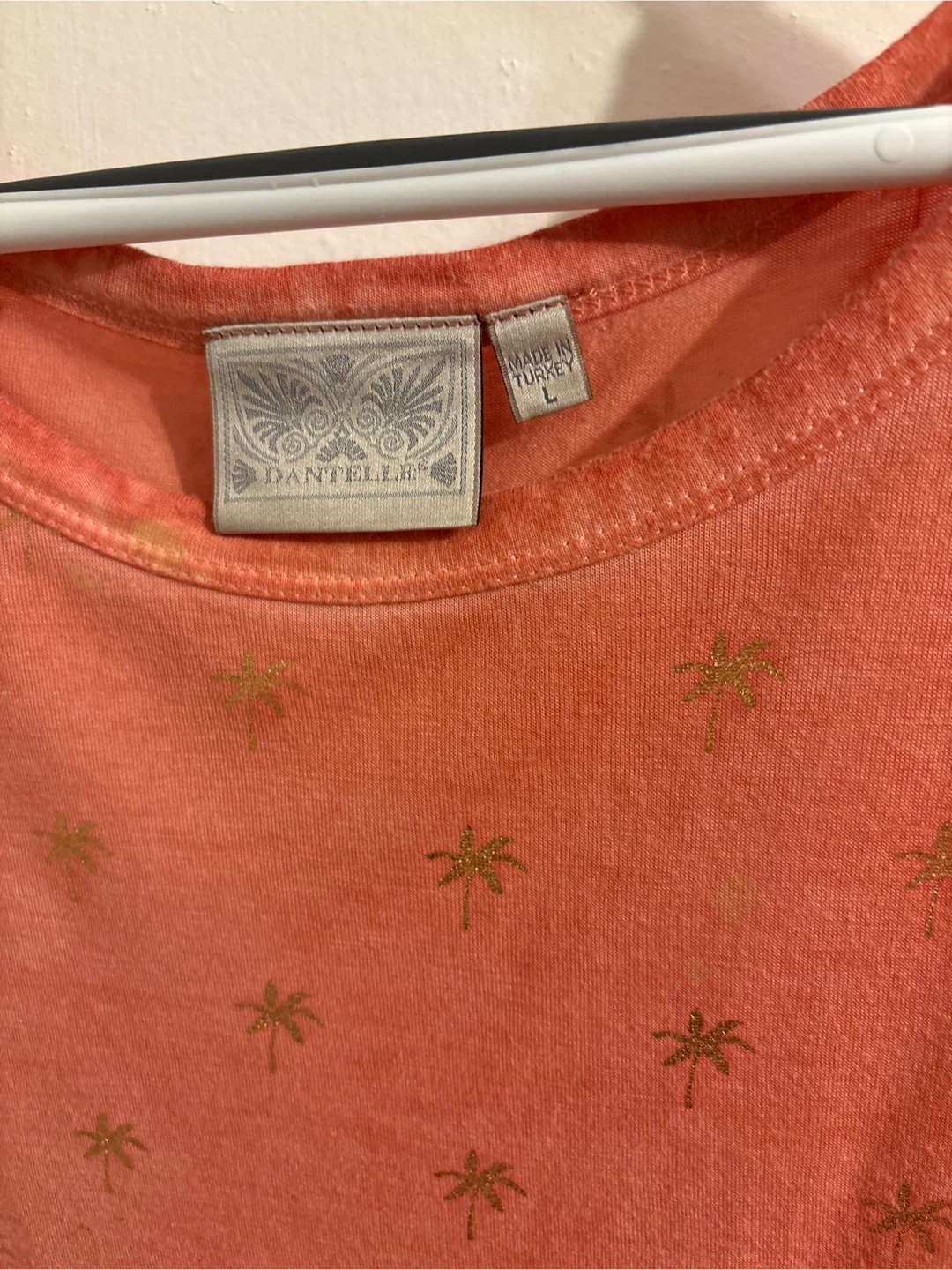 Dantelle Coral Top with Gold Palm Print - photo 2
