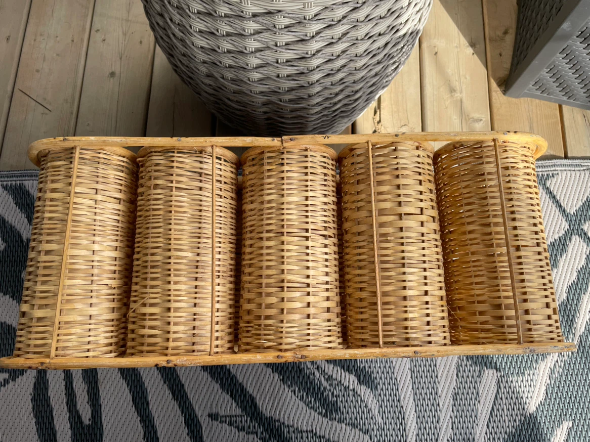 Vintage Wicker Wine Bottle Rack - photo 2