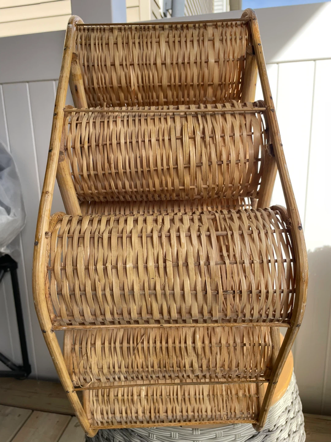 Vintage Wicker Wine Bottle Rack - photo 3