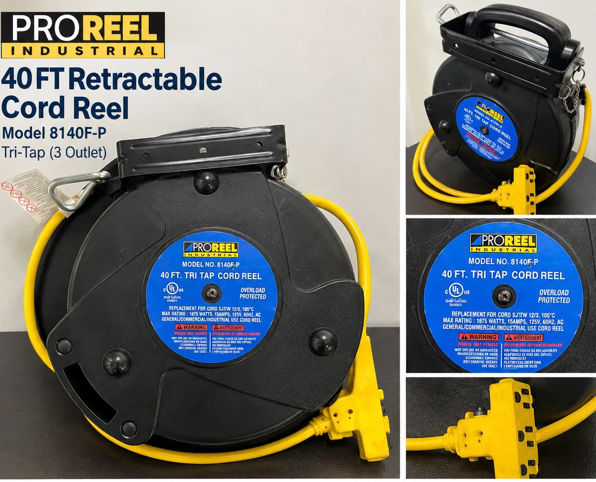 ProReel Industrial 40ft Retractable Cord Reel