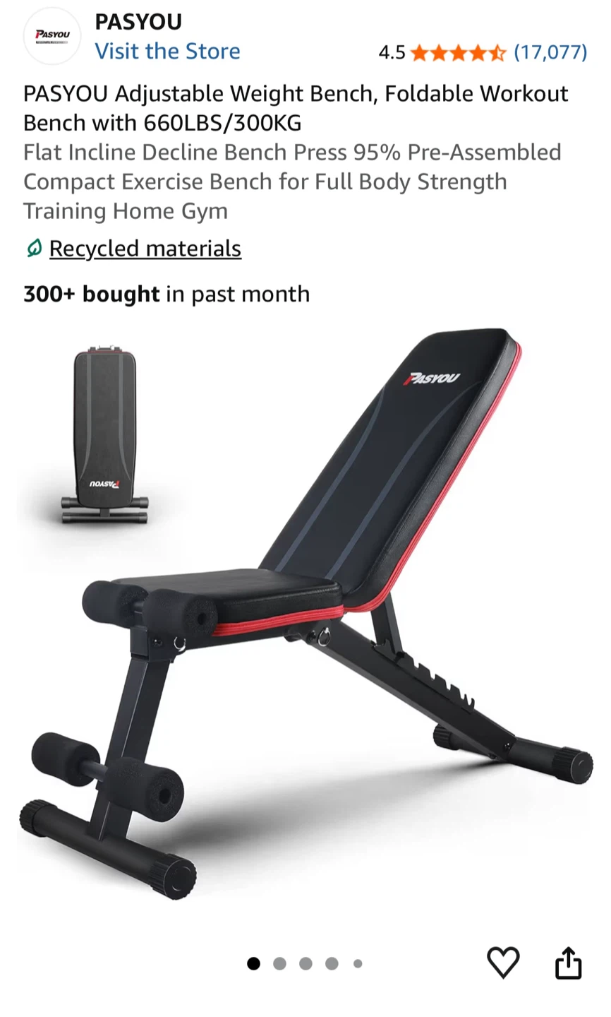 Pasyou Adjustable Weight Bench - photo 3