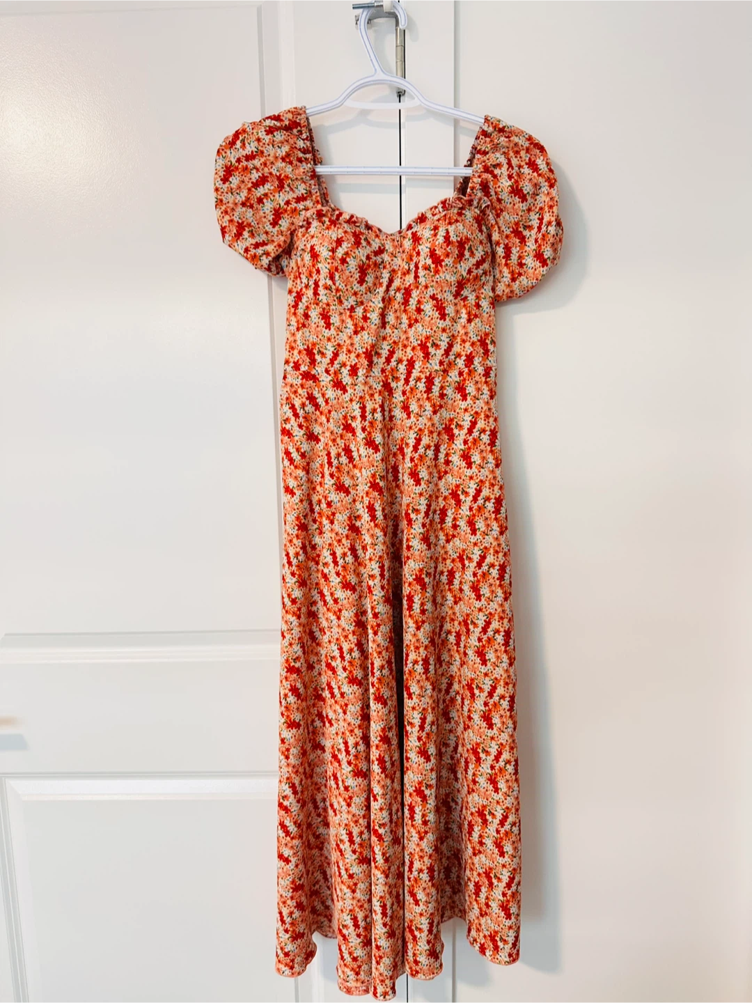 Floral Puff Sleeve Midi Dress