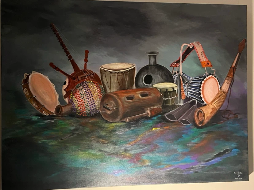 Large Musical Instruments Acrylic Painting - photo 4