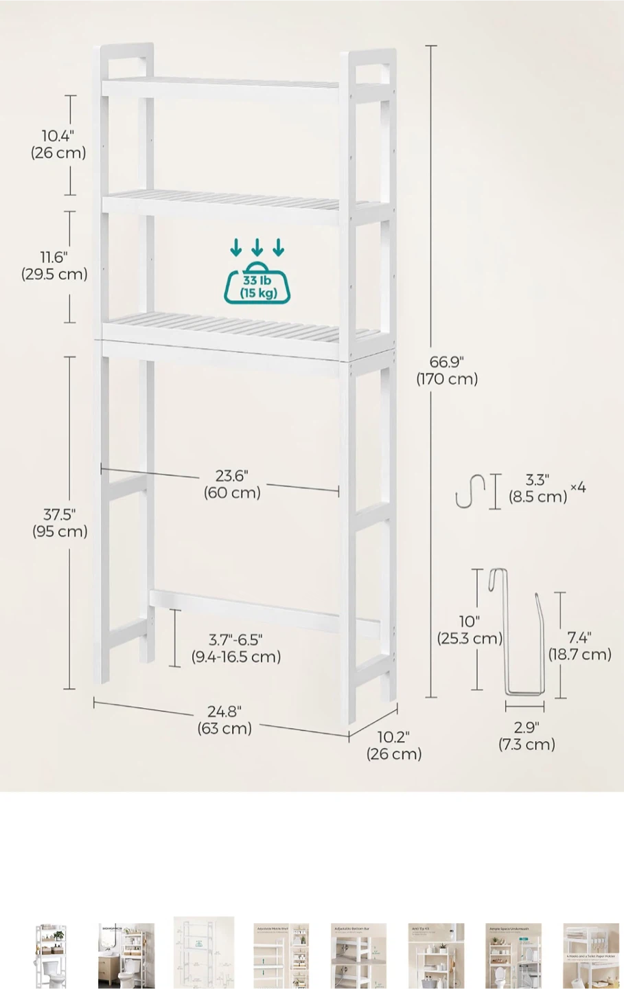 Toilet storage 3 Tier $85 - photo 2