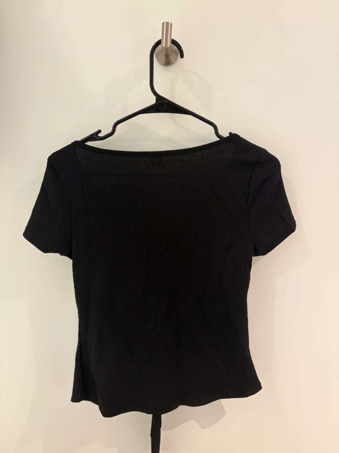 Black half open ribbon top - photo 2