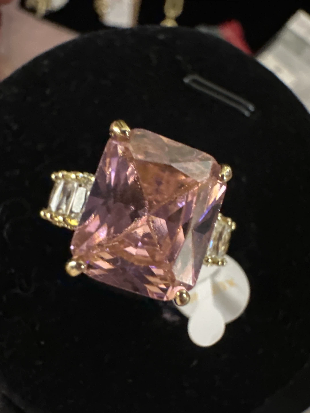 14k Gold-Tone laminated Pink Stone Ring