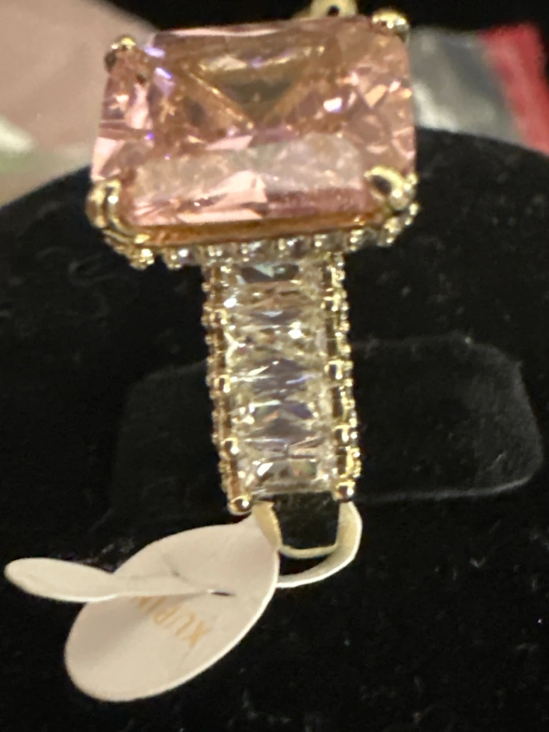 14k Gold-Tone laminated Pink Stone Ring - photo 2