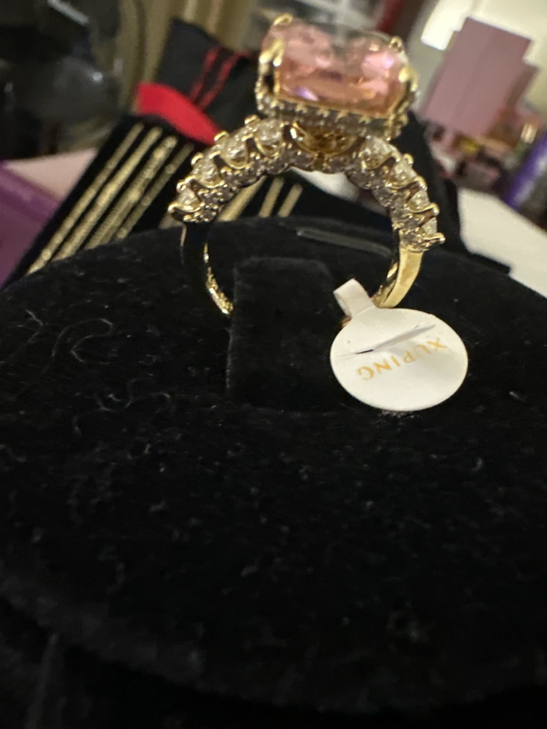 14k Gold-Tone laminated Pink Stone Ring - photo 3